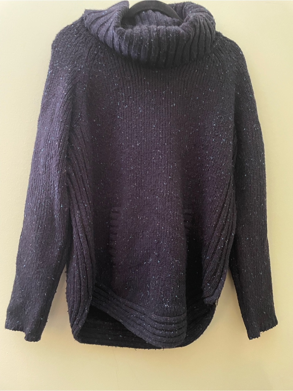 Cynthia Rowley Donegal Chunky Turtleneck Sweater in Dark Navy Speckled XL